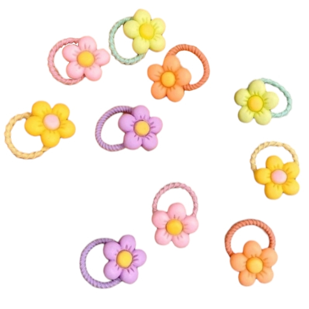10pc Pastel daisy hair tie set
